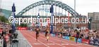 From left to right: Bianco Williams, Allyson Felix, Jodie Williams and winner Asha Philip, womens 150 metres, Great North CityGames. Photo: David T. Hewitson/Sports for All Pics